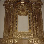 Altare foglia oro, XVII sec., Valrovina, Bassano del Grappa (particolare dopo il restauro)
