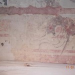 decoro murale (XV sec.), in fase di descialbo, palazzo privato, Asolo